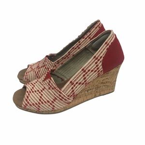 TOMS open toe wedge sandals. Size 8.5W.
